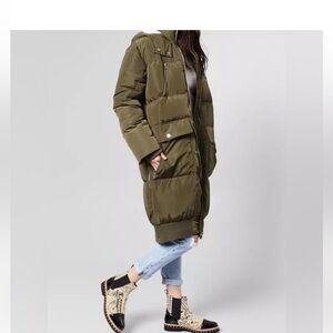 Free People Oslo Utility Puffer Coat In Florentine Olive, Size XS